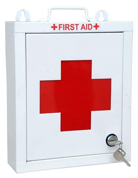 empty metal wall mounted first aid box|empty first aid storage containers.